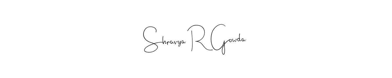 The best way (Andilay-7BmLP) to make a short signature is to pick only two or three words in your name. The name Shravya R Gowda include a total of six letters. For converting this name. Shravya R Gowda signature style 4 images and pictures png