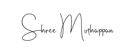 A sleek calligraphic signature for name Shree Muthappan utilizing Andilay-7BmLP styling. Great for adding personal signatures to photos and art. Shree Muthappan signature style 4 images and pictures png