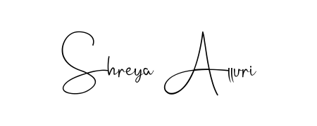 Discover how Shreya Alluri looks in an executive cursive font (Andilay-7BmLP). Perfect for legal documents, invoices, and certificates. Shreya Alluri signature style 4 images and pictures png