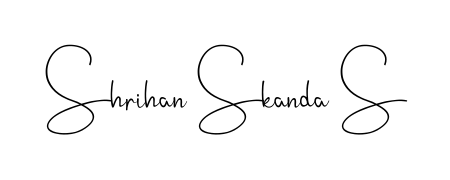 Try this chic Shrihan Skanda S handwritten sign style. Using Andilay-7BmLP font elements, it gives your name a sleek, memorable identity. Shrihan Skanda S signature style 4 images and pictures png