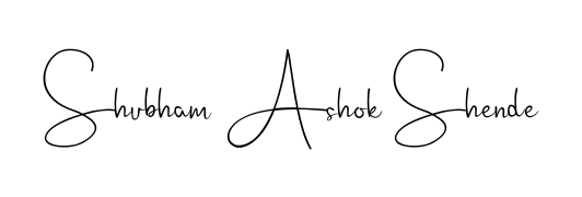 Achieve flawless digital penmanship with Shubham Ashok Shende name in Andilay-7BmLP font. The perfect tool for creating online signatures. Shubham Ashok Shende signature style 4 images and pictures png