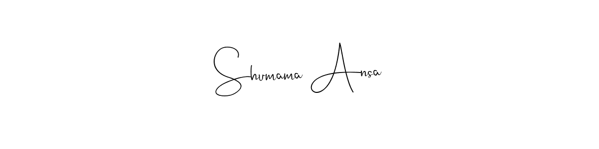 You can use this online signature creator to create a handwritten signature for the name Shumama Ansa. This is the best online autograph maker. Shumama Ansa signature style 4 images and pictures png