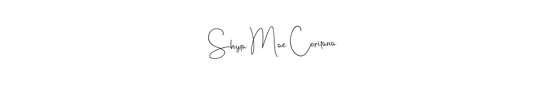 Make a beautiful signature design for name Shyla Mae Coritana. With this signature (Andilay-7BmLP) style, you can create a handwritten signature for free. Shyla Mae Coritana signature style 4 images and pictures png