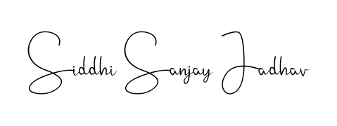 Upgrade your professional image with Siddhi Sanjay Jadhav signature created with Andilay-7BmLP font. Fast, free, and watermark-free download. Siddhi Sanjay Jadhav signature style 4 images and pictures png