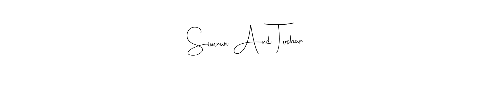 Also You can easily find your signature by using the search form. We will create Simran And Tushar name handwritten signature images for you free of cost using Andilay-7BmLP sign style. Simran And Tushar signature style 4 images and pictures png