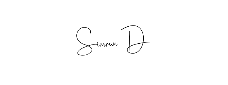Make a beautiful signature design for name Simran D. With this signature (Andilay-7BmLP) style, you can create a handwritten signature for free. Simran D signature style 4 images and pictures png