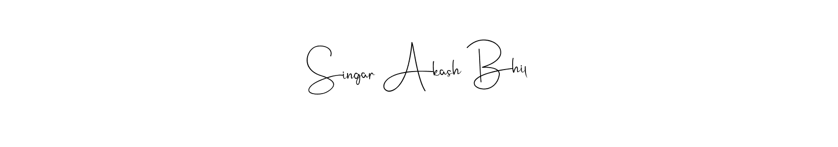 if you are searching for the best signature style for your name Singar Akash Bhil. so please give up your signature search. here we have designed multiple signature styles  using Andilay-7BmLP. Singar Akash Bhil signature style 4 images and pictures png