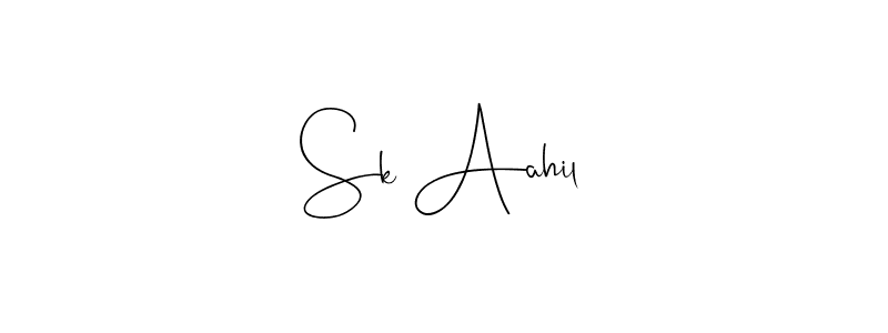 Make a beautiful signature design for name Sk Aahil. With this signature (Andilay-7BmLP) style, you can create a handwritten signature for free. Sk Aahil signature style 4 images and pictures png