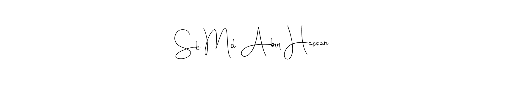 How to make Sk Md Abul Hassan name signature. Use Andilay-7BmLP style for creating short signs online. This is the latest handwritten sign. Sk Md Abul Hassan signature style 4 images and pictures png