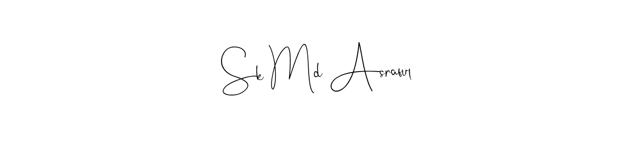 How to make Sk Md Asraful name signature. Use Andilay-7BmLP style for creating short signs online. This is the latest handwritten sign. Sk Md Asraful signature style 4 images and pictures png