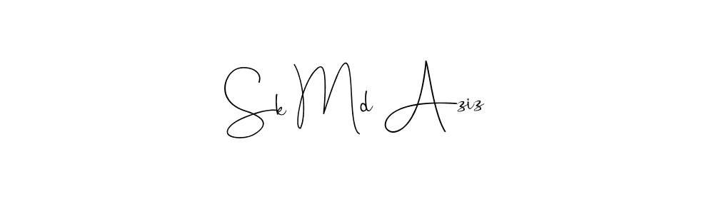 How to make Sk Md Aziz name signature. Use Andilay-7BmLP style for creating short signs online. This is the latest handwritten sign. Sk Md Aziz signature style 4 images and pictures png