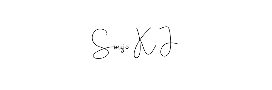 How to make Smijo K J name signature. Use Andilay-7BmLP style for creating short signs online. This is the latest handwritten sign. Smijo K J signature style 4 images and pictures png