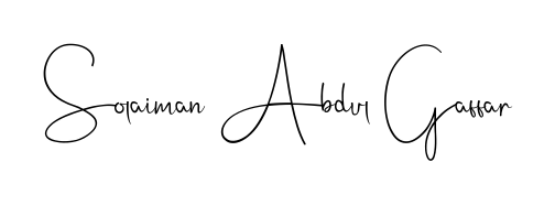 You can use this online signature creator to create a handwritten signature for the name Solaiman Abdul Gaffar. This is the best online autograph maker. Solaiman Abdul Gaffar signature style 4 images and pictures png