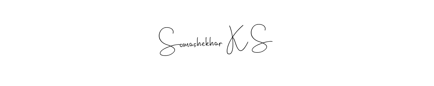 How to make Somashekhar K S name signature. Use Andilay-7BmLP style for creating short signs online. This is the latest handwritten sign. Somashekhar K S signature style 4 images and pictures png