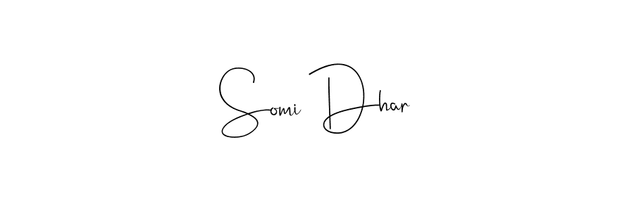 How to make Somi Dhar name signature. Use Andilay-7BmLP style for creating short signs online. This is the latest handwritten sign. Somi Dhar signature style 4 images and pictures png