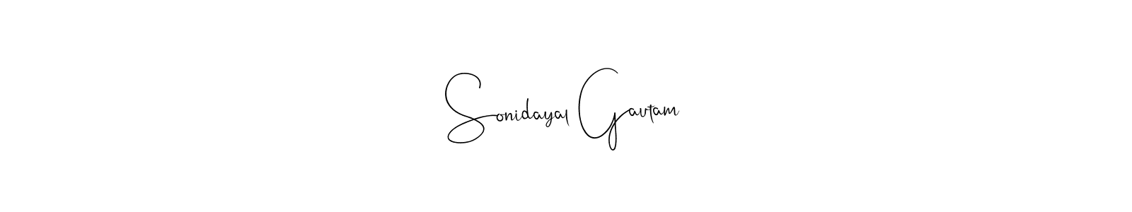 Design your own signature with our free online signature maker. With this signature software, you can create a handwritten (Andilay-7BmLP) signature for name Sonidayal Gautam. Sonidayal Gautam signature style 4 images and pictures png