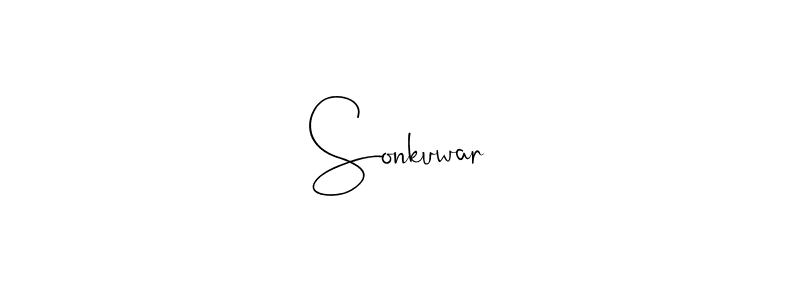 if you are searching for the best signature style for your name Sonkuwar. so please give up your signature search. here we have designed multiple signature styles  using Andilay-7BmLP. Sonkuwar signature style 4 images and pictures png