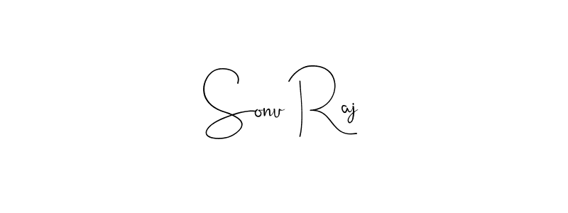 How to make Sonu Raj name signature. Use Andilay-7BmLP style for creating short signs online. This is the latest handwritten sign. Sonu Raj signature style 4 images and pictures png