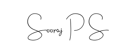A timeless handwritten aesthetic for Sooraj P S. The Andilay-7BmLP font gives your signature a handcrafted feel with natural curves. Sooraj P S signature style 4 images and pictures png
