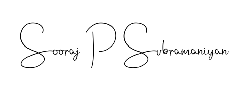 If you are searching for the best signature style for your name Sooraj P Subramaniyan, here we have designed multiple signature styles using Andilay-7BmLP. Sooraj P Subramaniyan signature style 4 images and pictures png