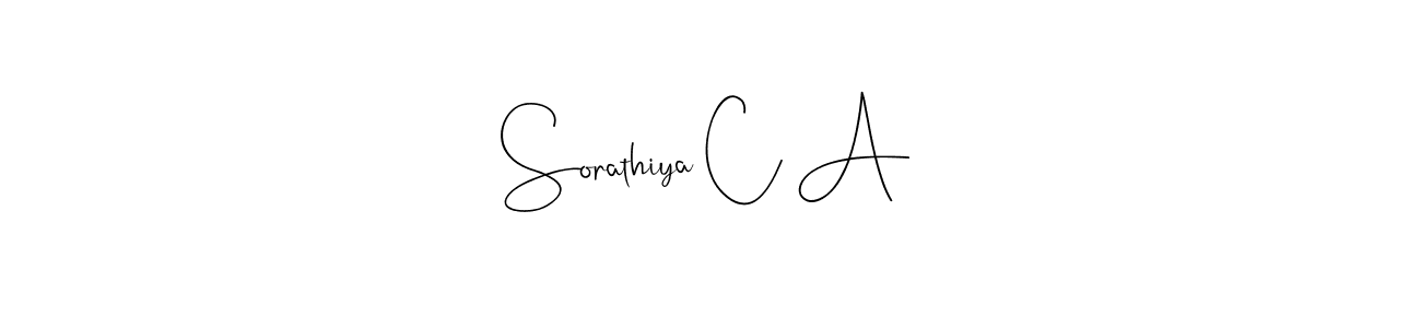 if you are searching for the best signature style for your name Sorathiya C A. so please give up your signature search. here we have designed multiple signature styles  using Andilay-7BmLP. Sorathiya C A signature style 4 images and pictures png