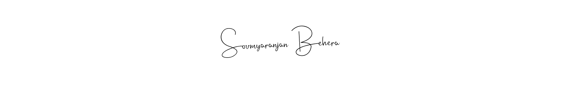 Create a beautiful signature design for name Soumyaranjan Behera. With this signature (Andilay-7BmLP) fonts, you can make a handwritten signature for free. Soumyaranjan Behera signature style 4 images and pictures png