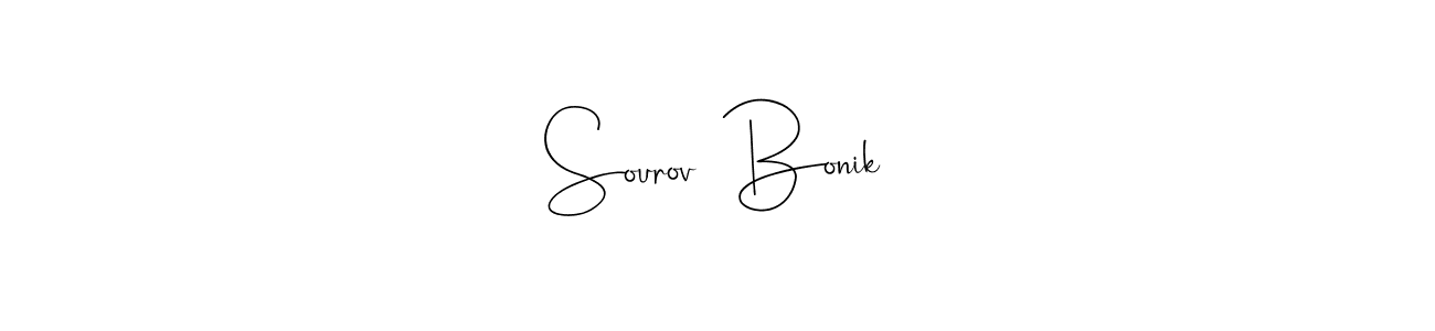 How to make Sourov  Bonik name signature. Use Andilay-7BmLP style for creating short signs online. This is the latest handwritten sign. Sourov  Bonik signature style 4 images and pictures png