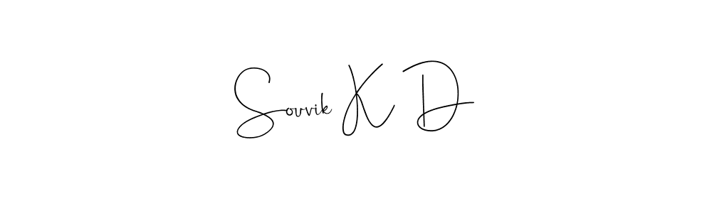 Andilay-7BmLP is a professional signature style that is perfect for those who want to add a touch of class to their signature. It is also a great choice for those who want to make their signature more unique. Get Souvik K D name to fancy signature for free. Souvik K D signature style 4 images and pictures png