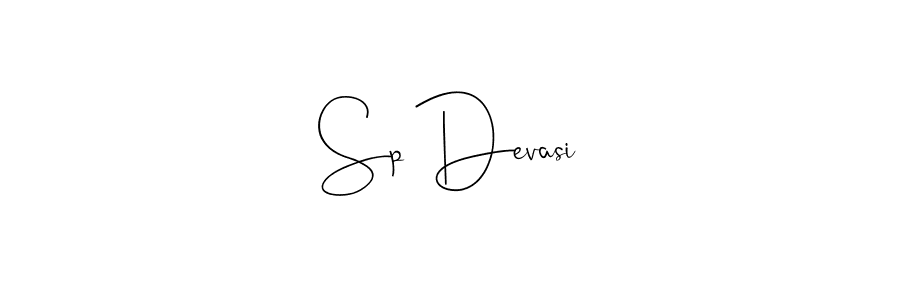 How to make Sp Devasi name signature. Use Andilay-7BmLP style for creating short signs online. This is the latest handwritten sign. Sp Devasi signature style 4 images and pictures png