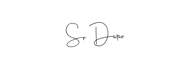 Also You can easily find your signature by using the search form. We will create Sr Datar name handwritten signature images for you free of cost using Andilay-7BmLP sign style. Sr Datar signature style 4 images and pictures png