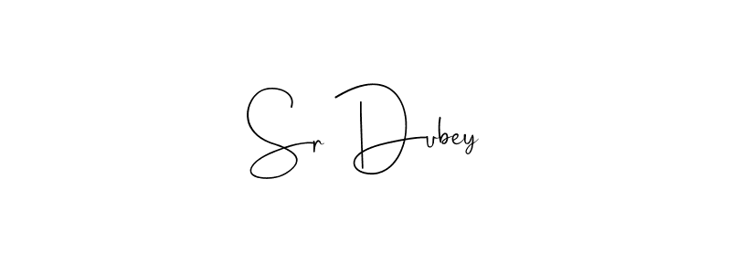 How to make Sr Dubey name signature. Use Andilay-7BmLP style for creating short signs online. This is the latest handwritten sign. Sr Dubey signature style 4 images and pictures png