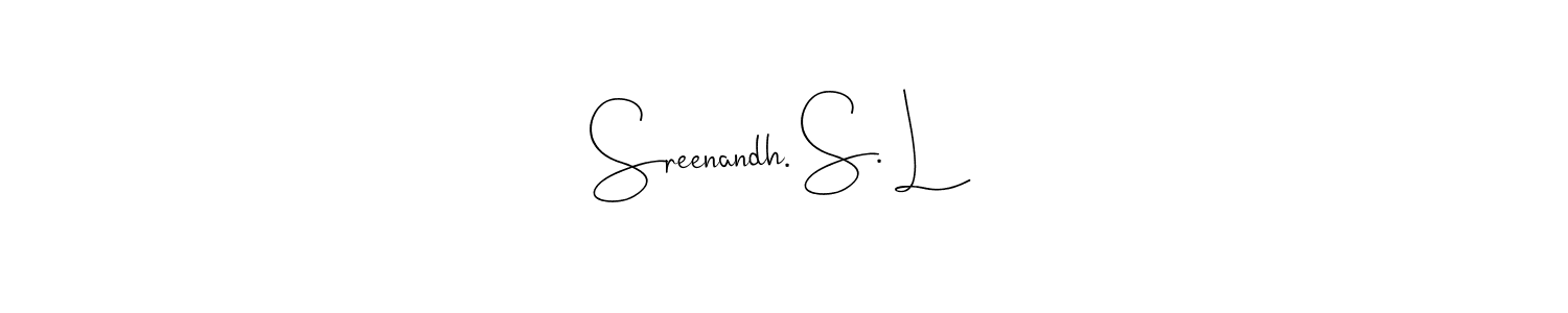 if you are searching for the best signature style for your name Sreenandh. S. L. so please give up your signature search. here we have designed multiple signature styles  using Andilay-7BmLP. Sreenandh. S. L signature style 4 images and pictures png