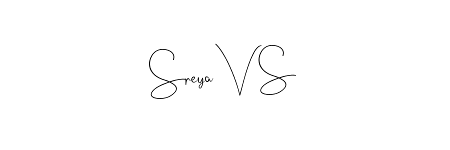 How to make Sreya V S signature? Andilay-7BmLP is a professional autograph style. Create handwritten signature for Sreya V S name. Sreya V S signature style 4 images and pictures png