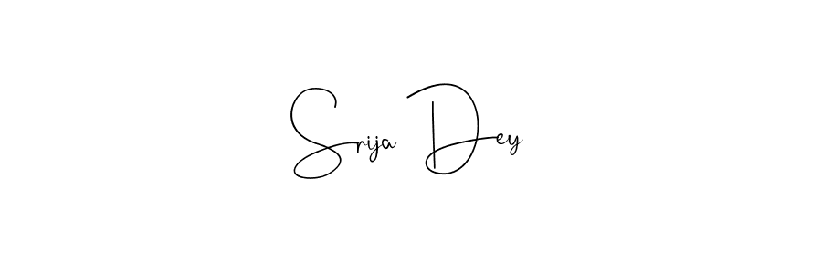 How to make Srija Dey name signature. Use Andilay-7BmLP style for creating short signs online. This is the latest handwritten sign. Srija Dey signature style 4 images and pictures png