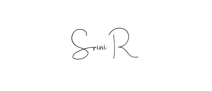 Use a signature maker to create a handwritten signature online. With this signature software, you can design (Andilay-7BmLP) your own signature for name Srini R. Srini R signature style 4 images and pictures png