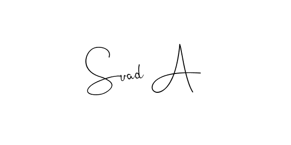 How to make Suad A name signature. Use Andilay-7BmLP style for creating short signs online. This is the latest handwritten sign. Suad A signature style 4 images and pictures png