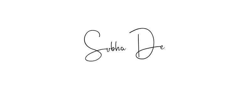 Use a signature maker to create a handwritten signature online. With this signature software, you can design (Andilay-7BmLP) your own signature for name Subha De. Subha De signature style 4 images and pictures png