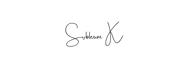 How to make Subham K name signature. Use Andilay-7BmLP style for creating short signs online. This is the latest handwritten sign. Subham K signature style 4 images and pictures png