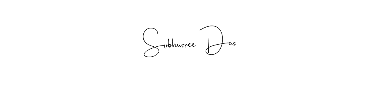 Create a beautiful signature design for name Subhasree Das. With this signature (Andilay-7BmLP) fonts, you can make a handwritten signature for free. Subhasree Das signature style 4 images and pictures png