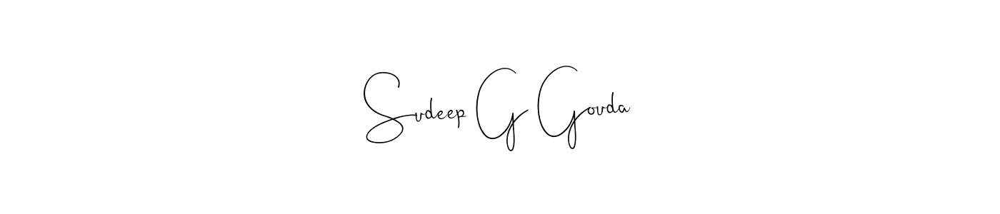 Also we have Sudeep G Gouda name is the best signature style. Create professional handwritten signature collection using Andilay-7BmLP autograph style. Sudeep G Gouda signature style 4 images and pictures png