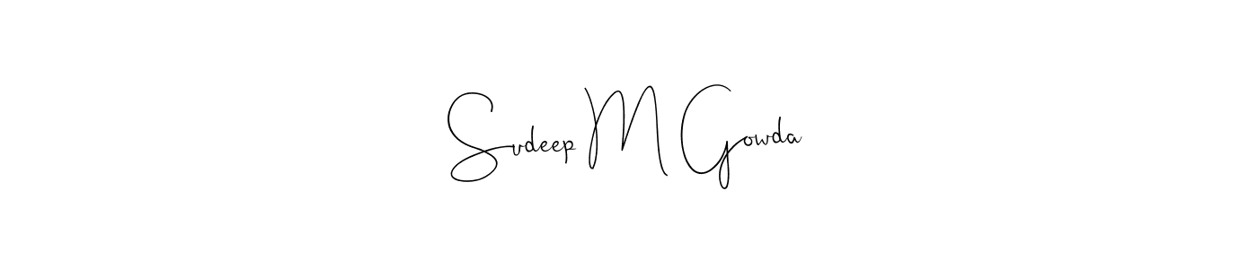 You should practise on your own different ways (Andilay-7BmLP) to write your name (Sudeep M Gowda) in signature. don't let someone else do it for you. Sudeep M Gowda signature style 4 images and pictures png