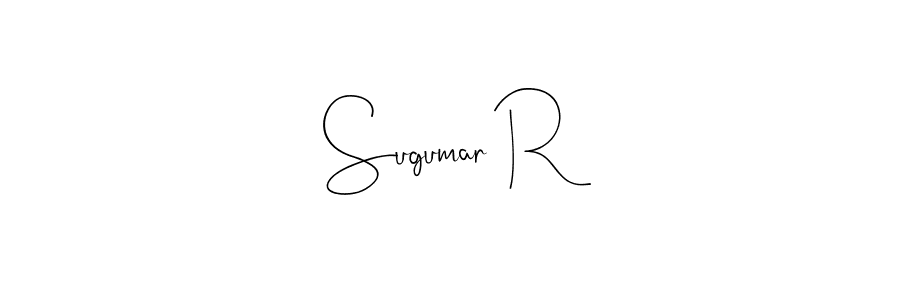 How to make Sugumar R name signature. Use Andilay-7BmLP style for creating short signs online. This is the latest handwritten sign. Sugumar R signature style 4 images and pictures png