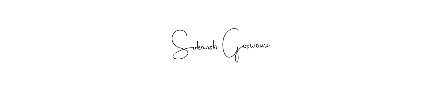 The best way (Andilay-7BmLP) to make a short signature is to pick only two or three words in your name. The name Sukansh Goswami include a total of six letters. For converting this name. Sukansh Goswami signature style 4 images and pictures png