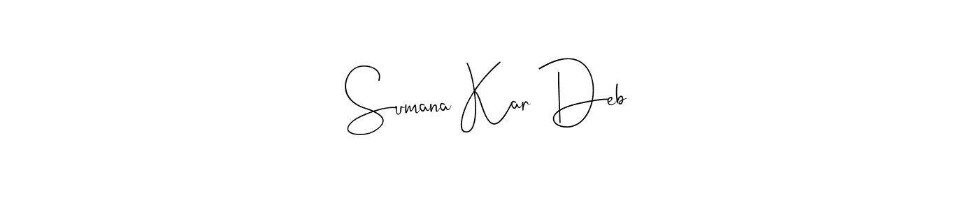 This is the best signature style for the Sumana Kar Deb name. Also you like these signature font (Andilay-7BmLP). Mix name signature. Sumana Kar Deb signature style 4 images and pictures png