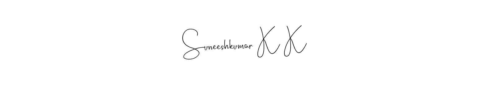 if you are searching for the best signature style for your name Suneeshkumar K K. so please give up your signature search. here we have designed multiple signature styles  using Andilay-7BmLP. Suneeshkumar K K signature style 4 images and pictures png