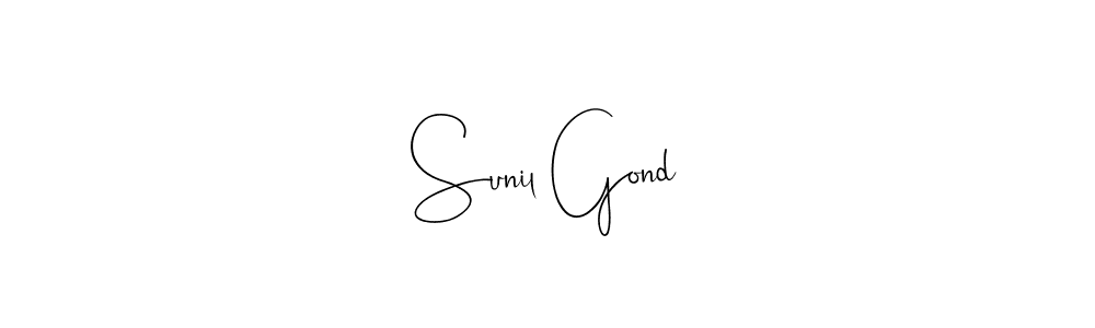 How to make Sunil Gond name signature. Use Andilay-7BmLP style for creating short signs online. This is the latest handwritten sign. Sunil Gond signature style 4 images and pictures png