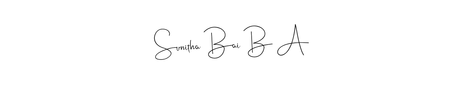 Sunitha Bai B A stylish signature style. Best Handwritten Sign (Andilay-7BmLP) for my name. Handwritten Signature Collection Ideas for my name Sunitha Bai B A. Sunitha Bai B A signature style 4 images and pictures png