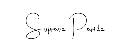 A modern signature idea for name Suprava Parida using Andilay-7BmLP font. Clean strokes and elegant curves make it stand out instantly. Suprava Parida signature style 4 images and pictures png
