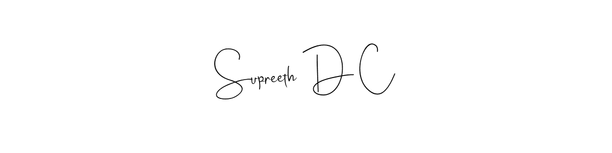 How to make Supreeth D C signature? Andilay-7BmLP is a professional autograph style. Create handwritten signature for Supreeth D C name. Supreeth D C signature style 4 images and pictures png
