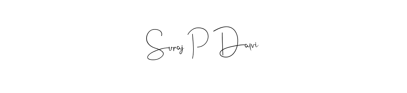 Andilay-7BmLP is a professional signature style that is perfect for those who want to add a touch of class to their signature. It is also a great choice for those who want to make their signature more unique. Get Suraj P Dalvi name to fancy signature for free. Suraj P Dalvi signature style 4 images and pictures png
